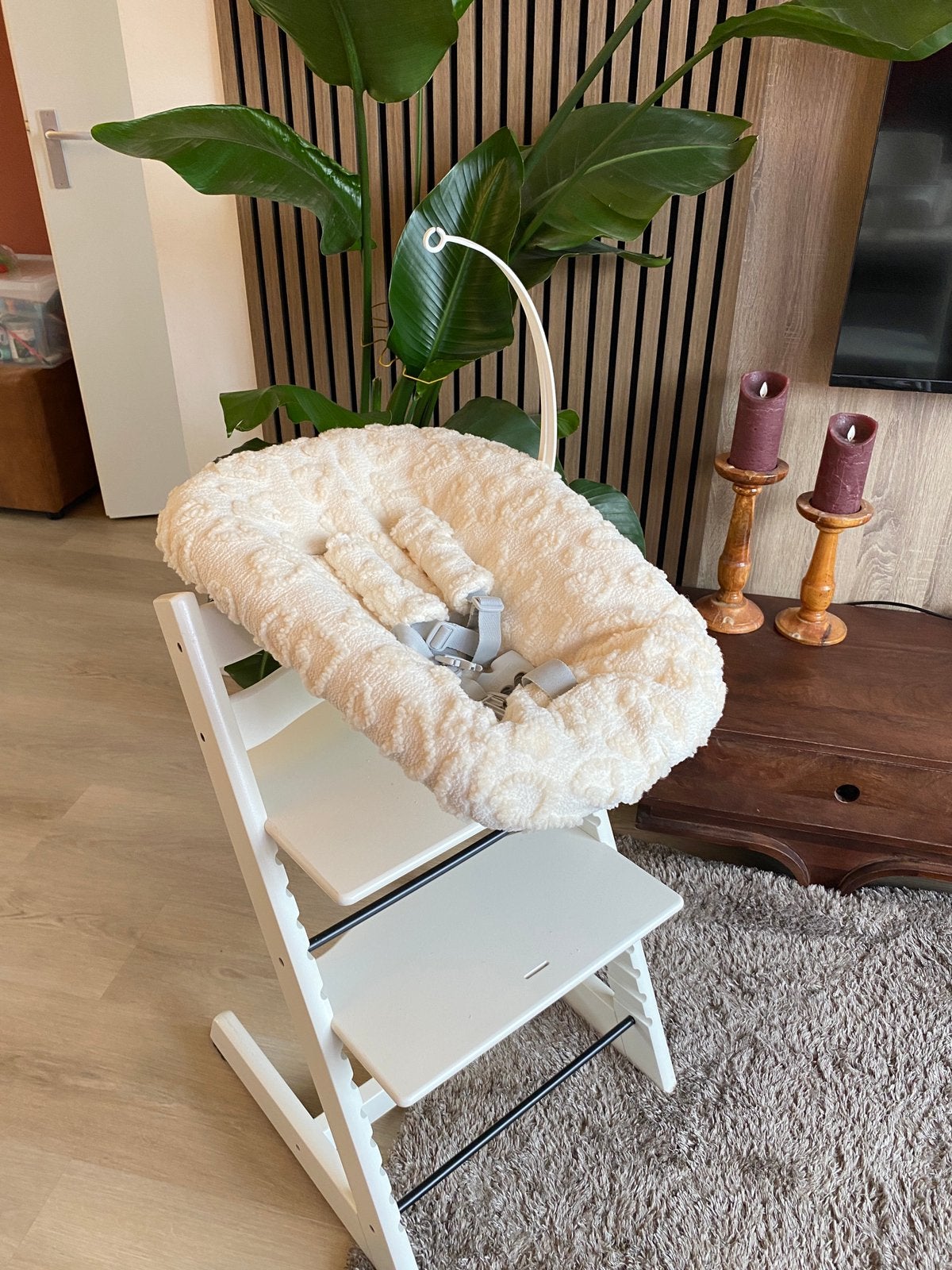 Teddy ecru hoes met dikke vulling voor Newborn stokke, Ophalen of Verzenden, Zo goed als nieuw, Meegroeistoel, Stoelverkleiner