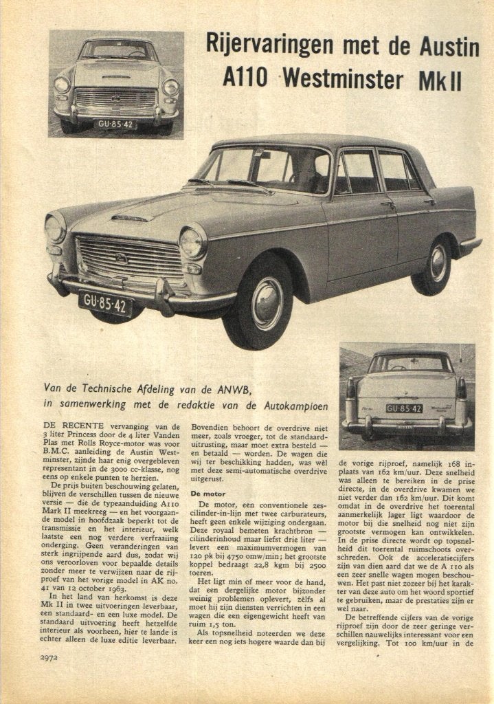 Autokampioen test Austin A 110 Westminster MK2 1964, Ophalen of Verzenden, Gelezen, Overige merken