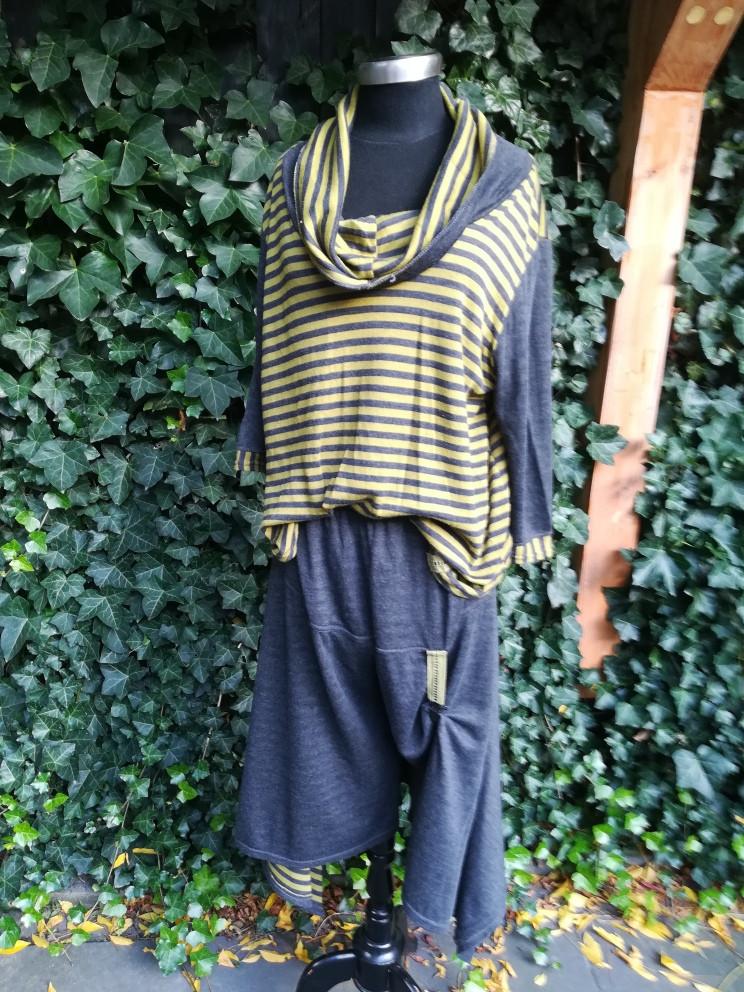 Shirt en Broekrok One O One L, Kleding | Dames, Maat 42/44 (L), Zo goed als nieuw, Grijs, Onder de knie