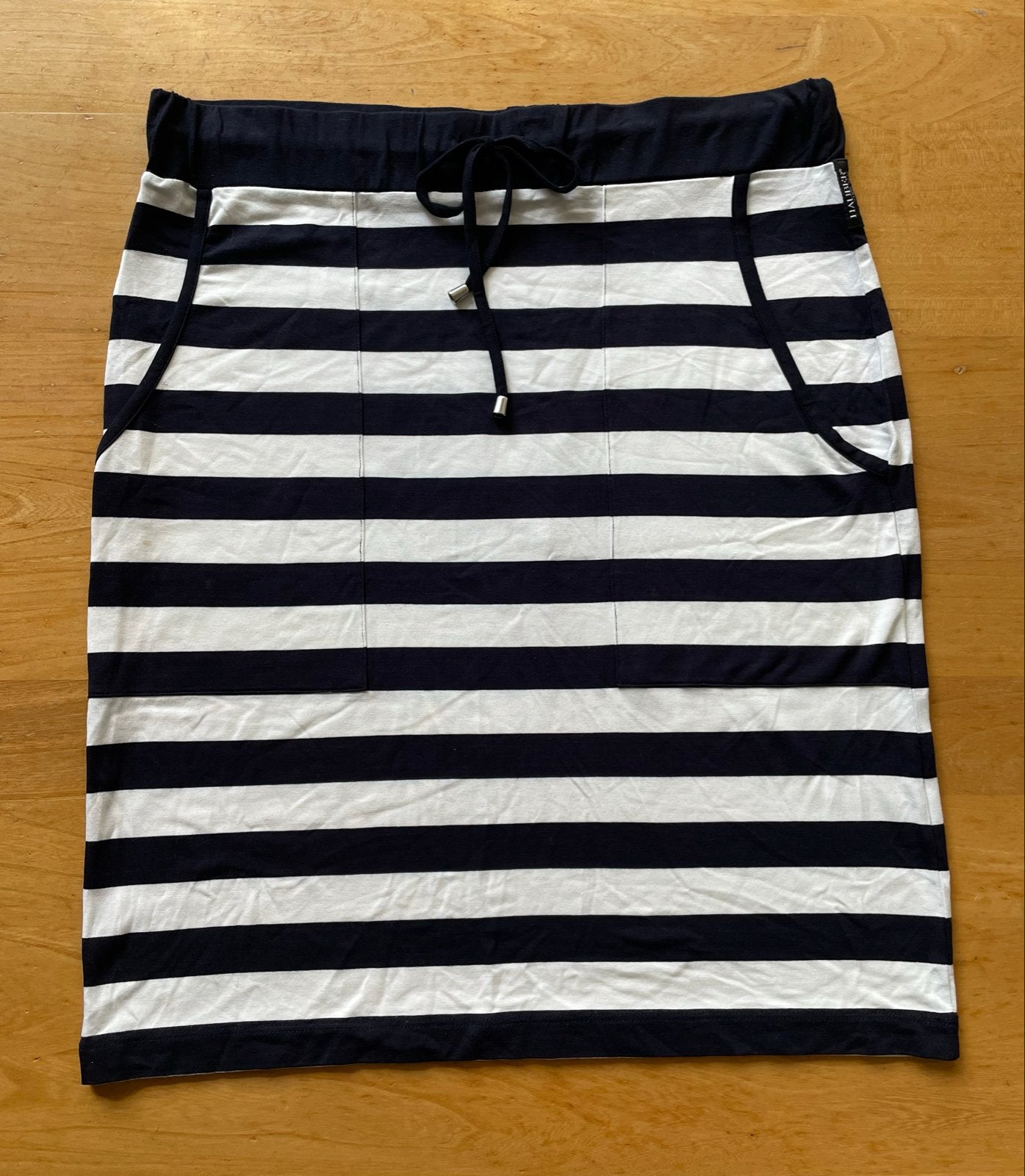 Hauber gestreepte kokerrok wit/marineblauw - Maat L, Meerkleurig, Maat 42/44 (L), Ophalen of Verzenden, Zo goed als nieuw