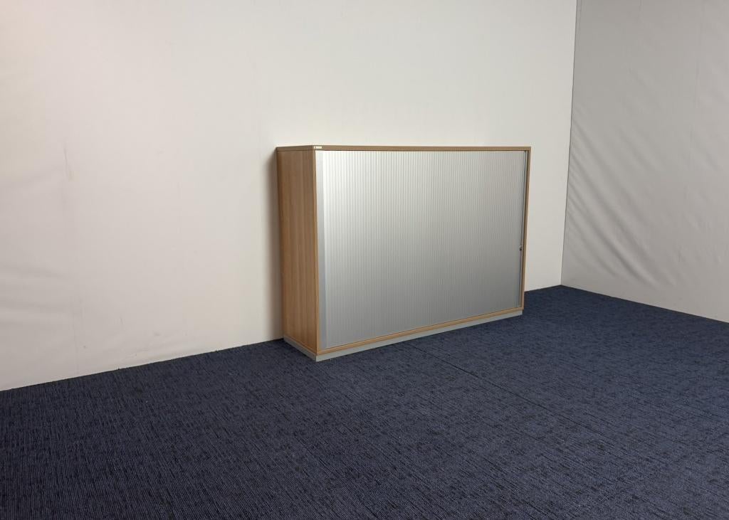 2x Roldeurkast Palmberg, kersen havanna/aluminium, 114 x 160, Ophalen, Gebruikt