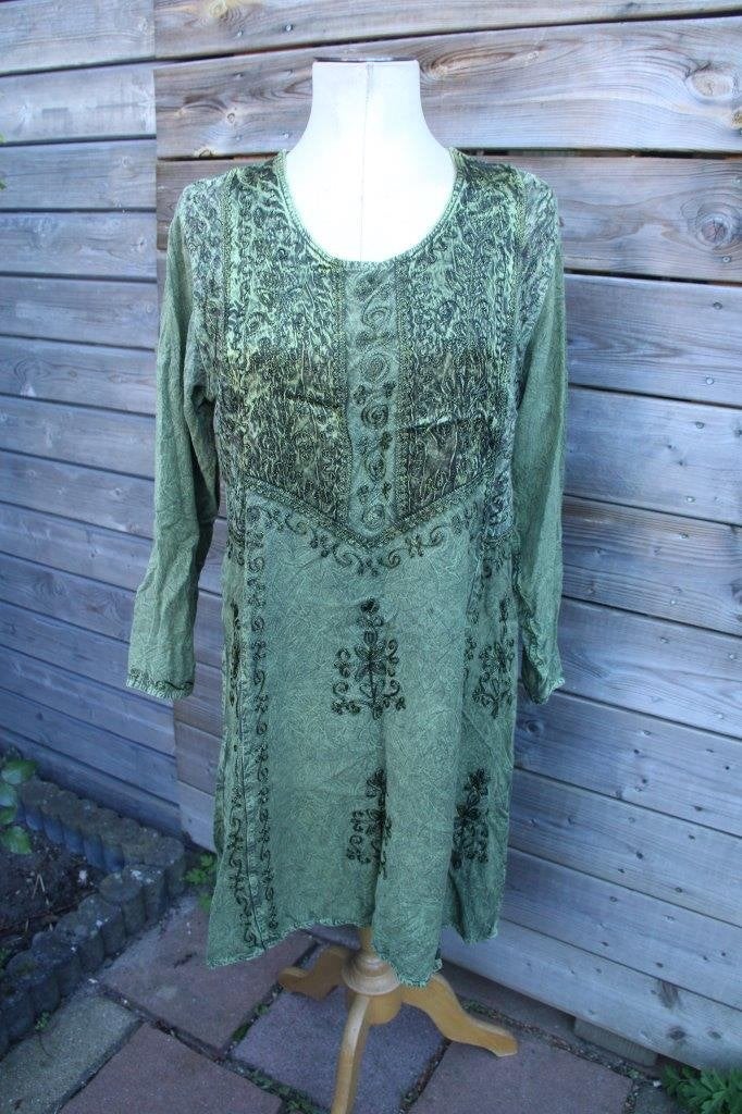 Jurk groen India 1mt Vaste prijs, Kleding | Dames, India, Ophalen of Verzenden, Zo goed als nieuw, Knielengte