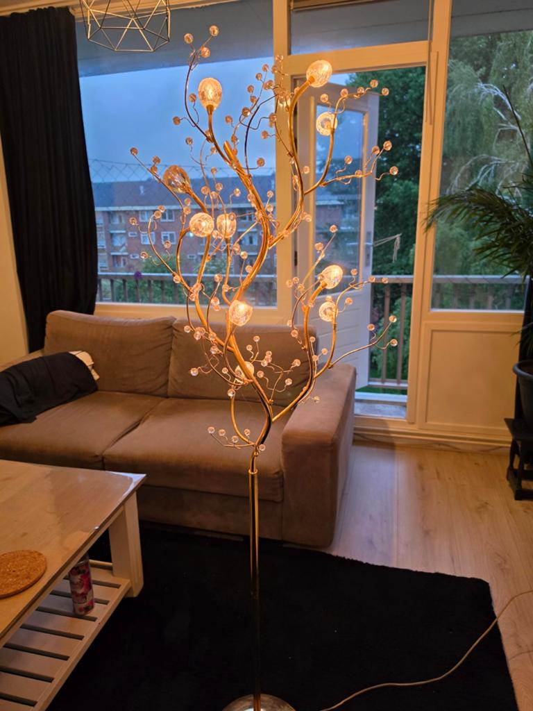 LUXE GOUDEN DESIGN VLOERLAMP, Ophalen of Verzenden, Gebruikt, 150 tot 200 cm