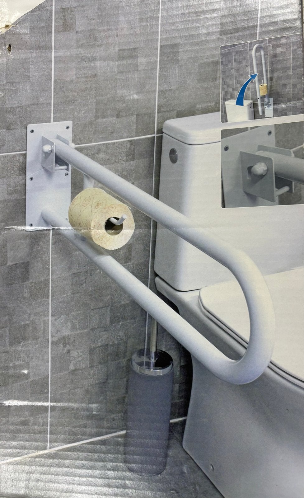 Opklapbare toiletbeugel 730mm met toiletpapier houdertje, Ophalen of Verzenden, Zo goed als nieuw