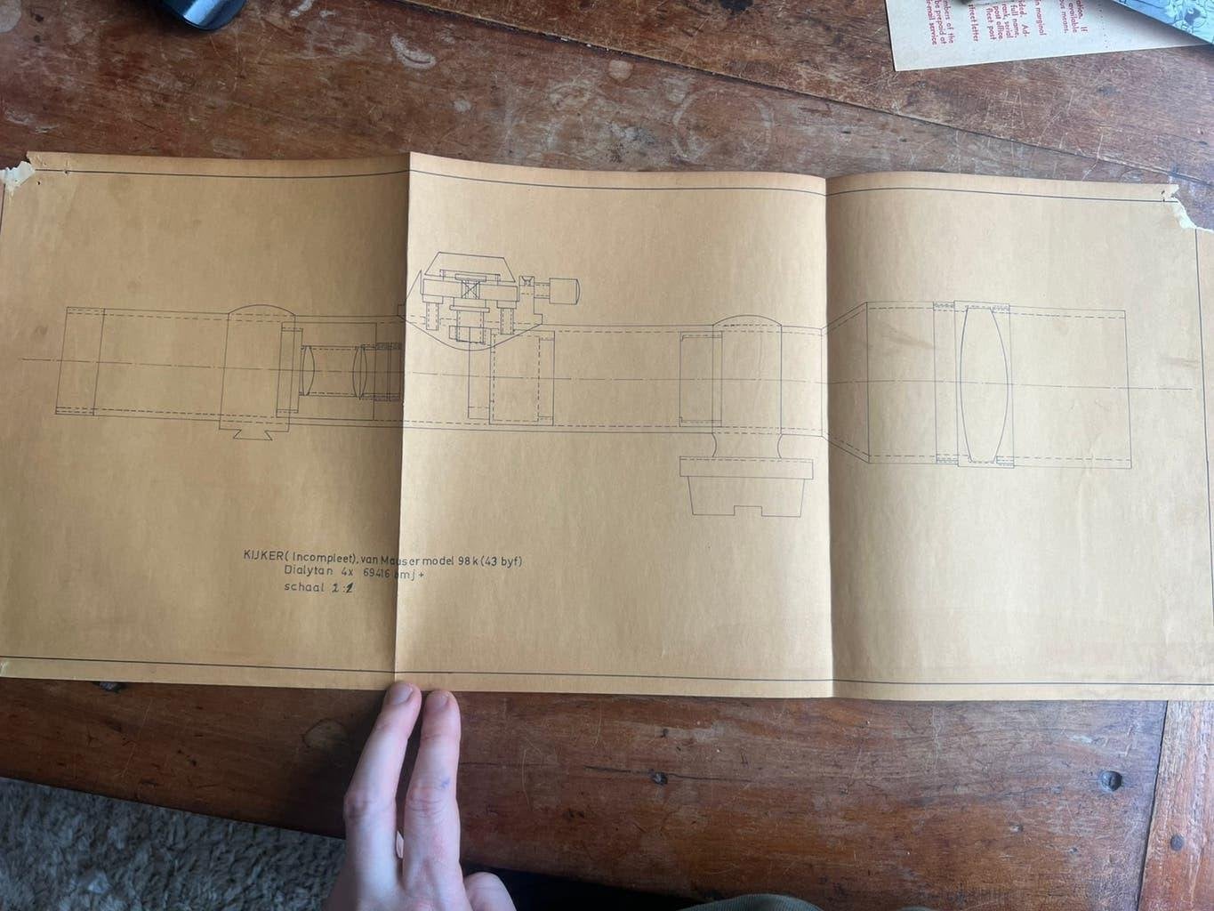 KL Technische tekening Dialytan K98 geweer byf sniper scope, Verzenden, Nederland