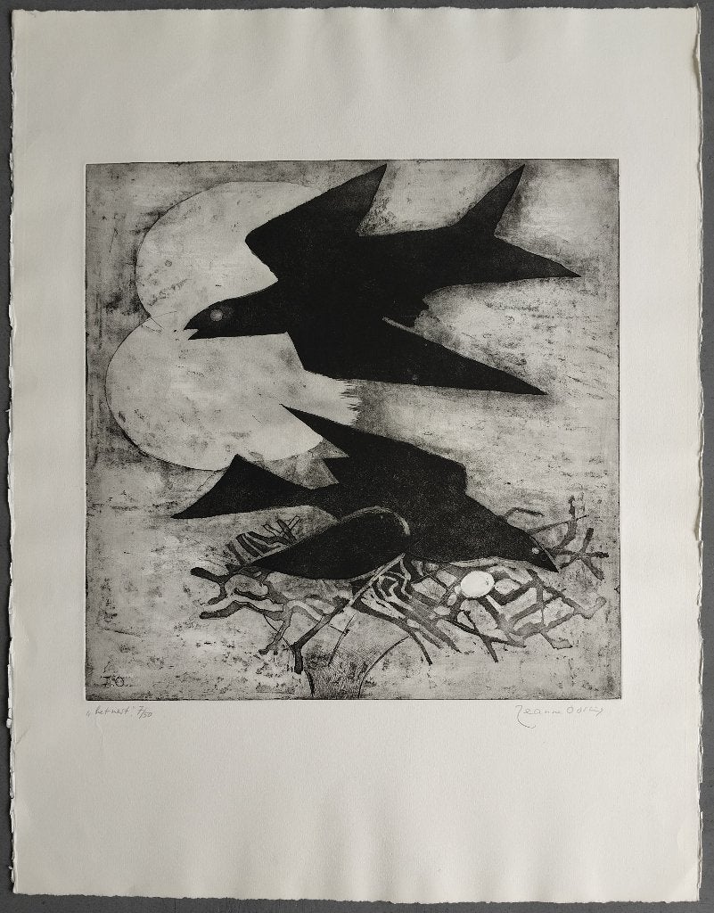 Jeanne Bieruma Oosting – het nest - gesigneerde ets, Ophalen of Verzenden