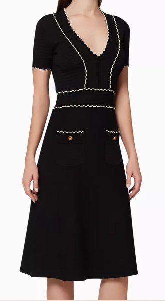 Exclusieve Elisabetta Franchi zwarte gebreide jurk 38, Kleding | Dames, Jurken, Maat 38/40 (M), Elisabetta Franchi, Zwart, Ophalen of Verzenden