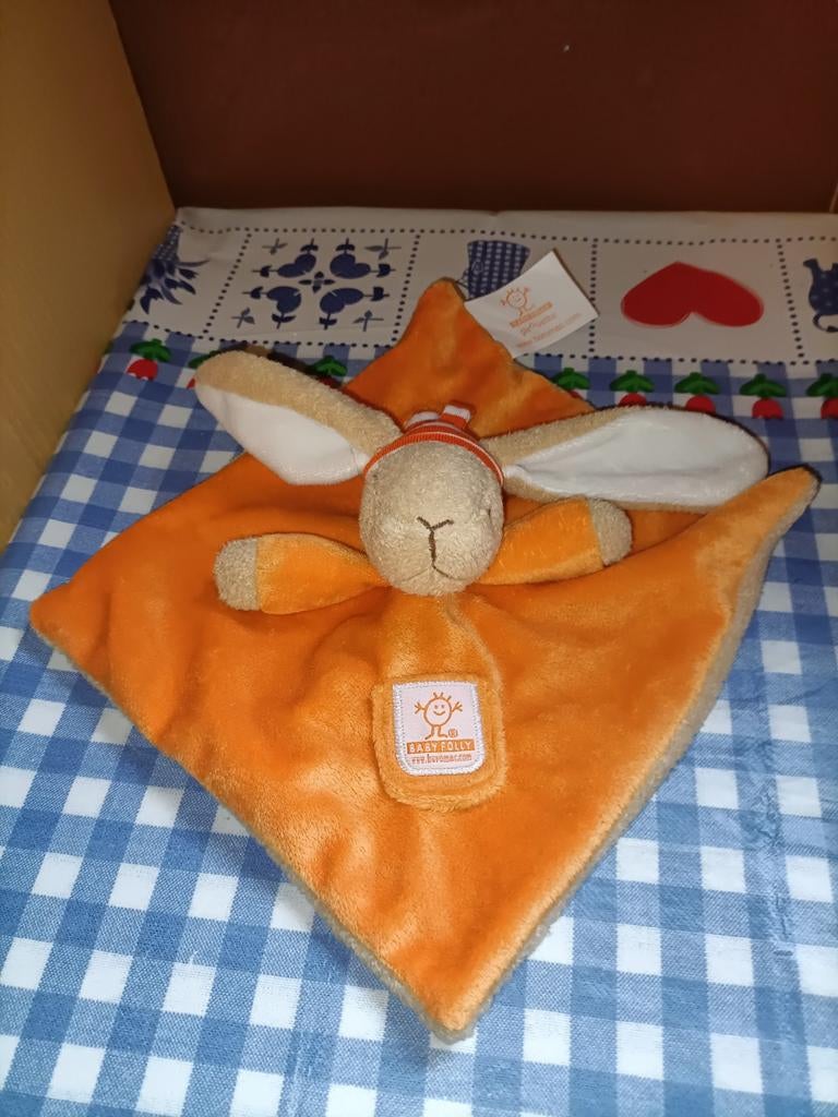Oranje konijn Knuffeldoekje Baby Folly Buromac, Ophalen of Verzenden, Zo goed als nieuw, Konijn