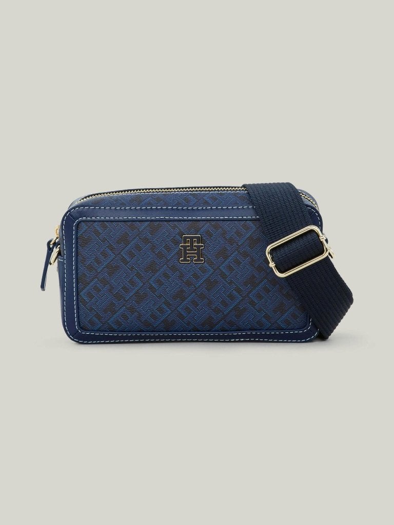 Tommy hilfiger monogran schoudertas, Ophalen of Verzenden, Zo goed als nieuw, Blauw, Overige merken