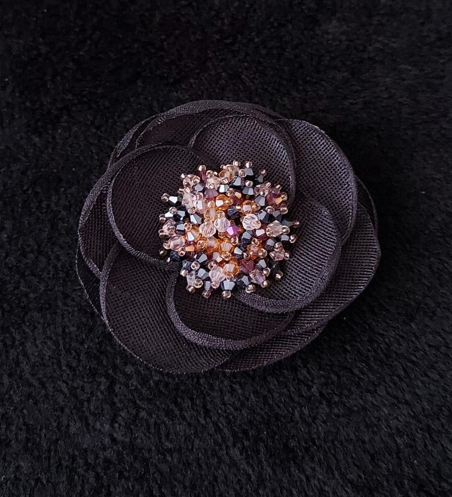 Broche zwarte bloem - Flor negra - Adriana Vizcaya..., Overige materialen, Gebruikt, Zwart, Ophalen of Verzenden