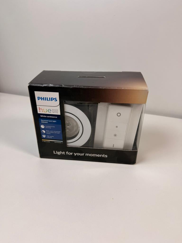 Philips Hue White Ambiance Inbouwspot met Dimmer, Metaal of Aluminium, Nieuw, Ophalen of Verzenden, Led