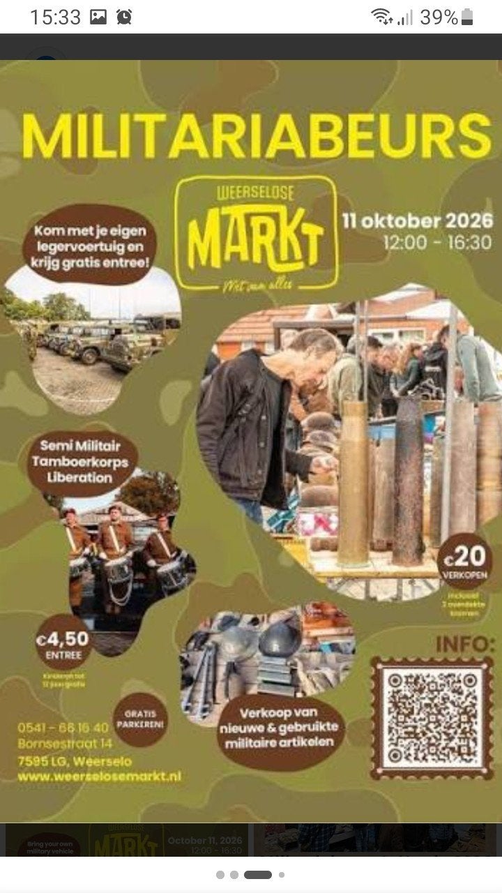 Militariabeurs Weerselo Markt 2026, Ophalen of Verzenden, Landmacht, Nederland