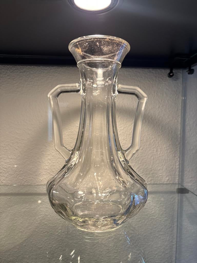 Vintage Glazen Vaas met Handvatten - Decoratief, Antiek en Kunst, Ophalen of Verzenden