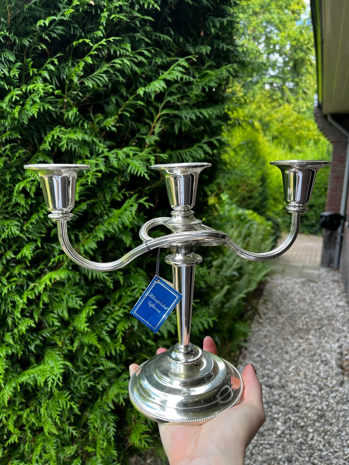 Verzilverde kandelaar met 3 armen zilver chrome zara home, Ophalen of Verzenden, Zilver