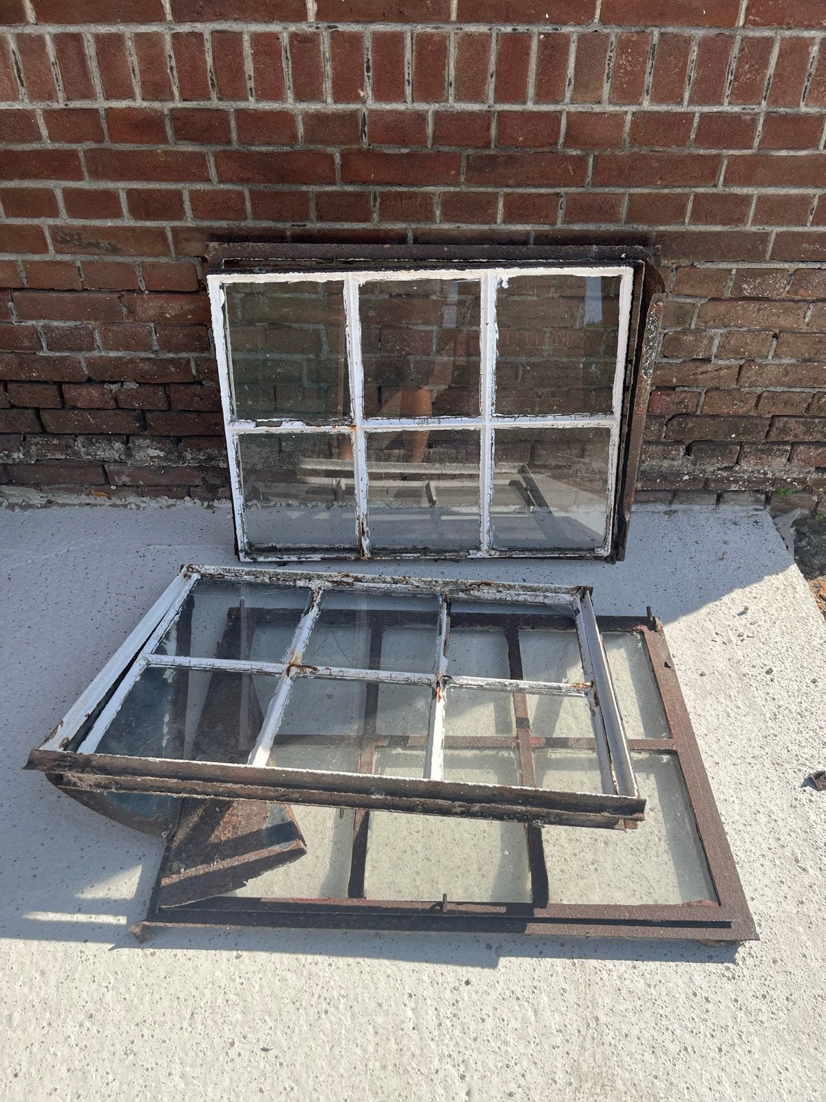 5 Oude stalramen met glas  €30 pstk, Gevelraam of Ruit, Gebruikt, Minder dan 80 cm, 80 tot 120 cm