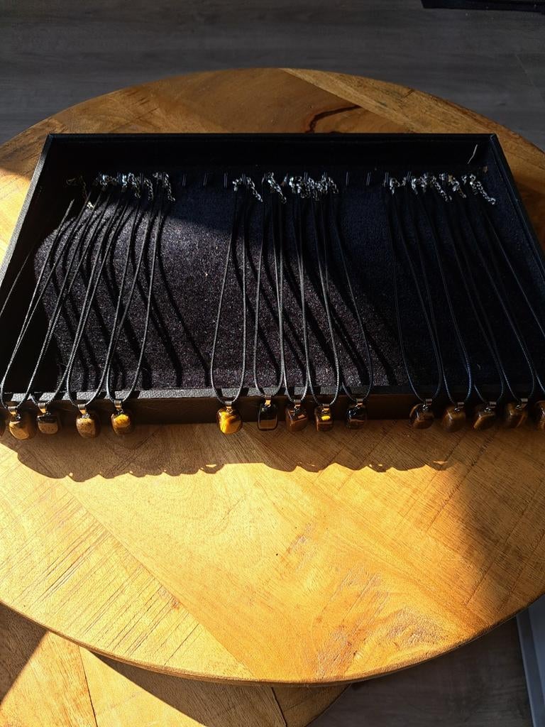 Partij kettingen met tijgeroog hanger. 15 stuks., Ophalen of Verzenden, Nieuw, Bruin, Overige materialen