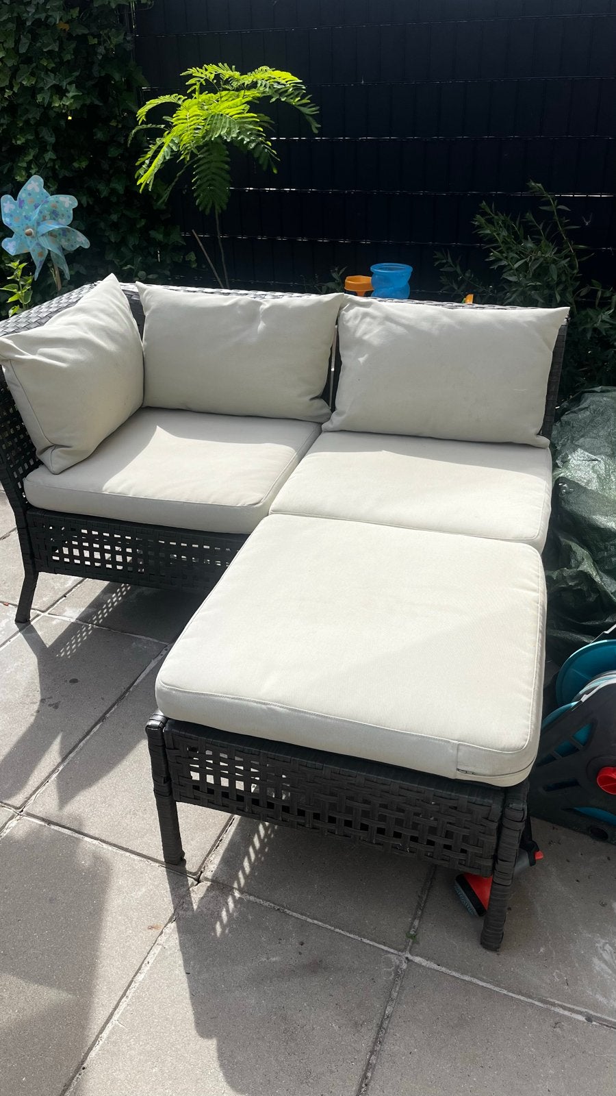 IKEA loungebank met chaise longue inclusief kussens, Ophalen, Gebruikt, Kunststof