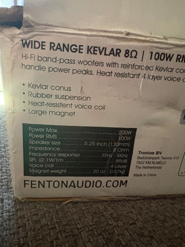 Fenton 5.25" Kevlar Speaker - 100W RMS / 200W Piek, Ophalen, Nieuw