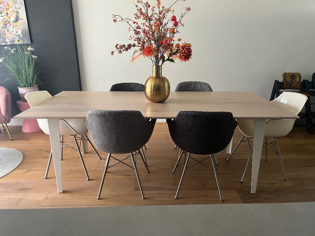 Eetkamer tafel, Ophalen, Gebruikt, Eikenhout, 200 cm of meer