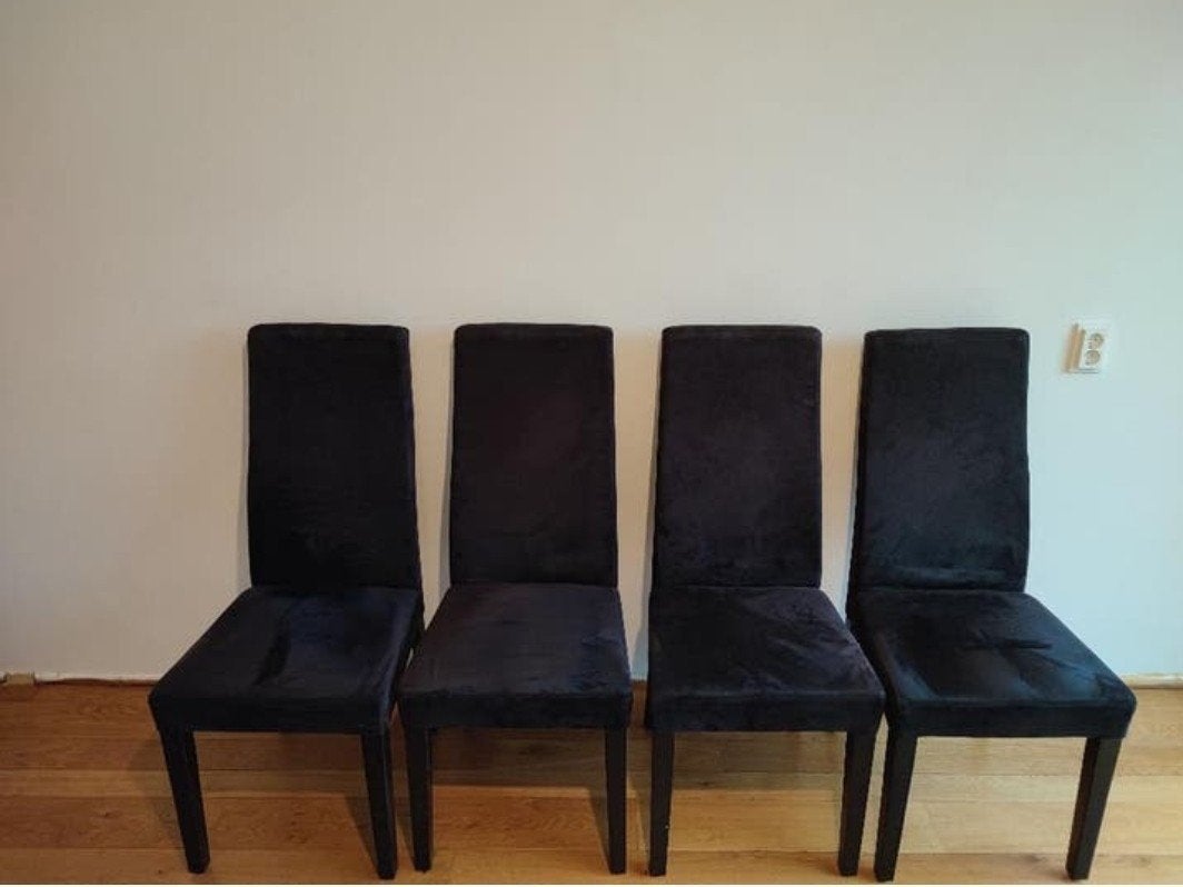 Eetkamerstoelen-Goossens-4stuks-Alcamara, Ophalen, Zo goed als nieuw, Zwart, Vier