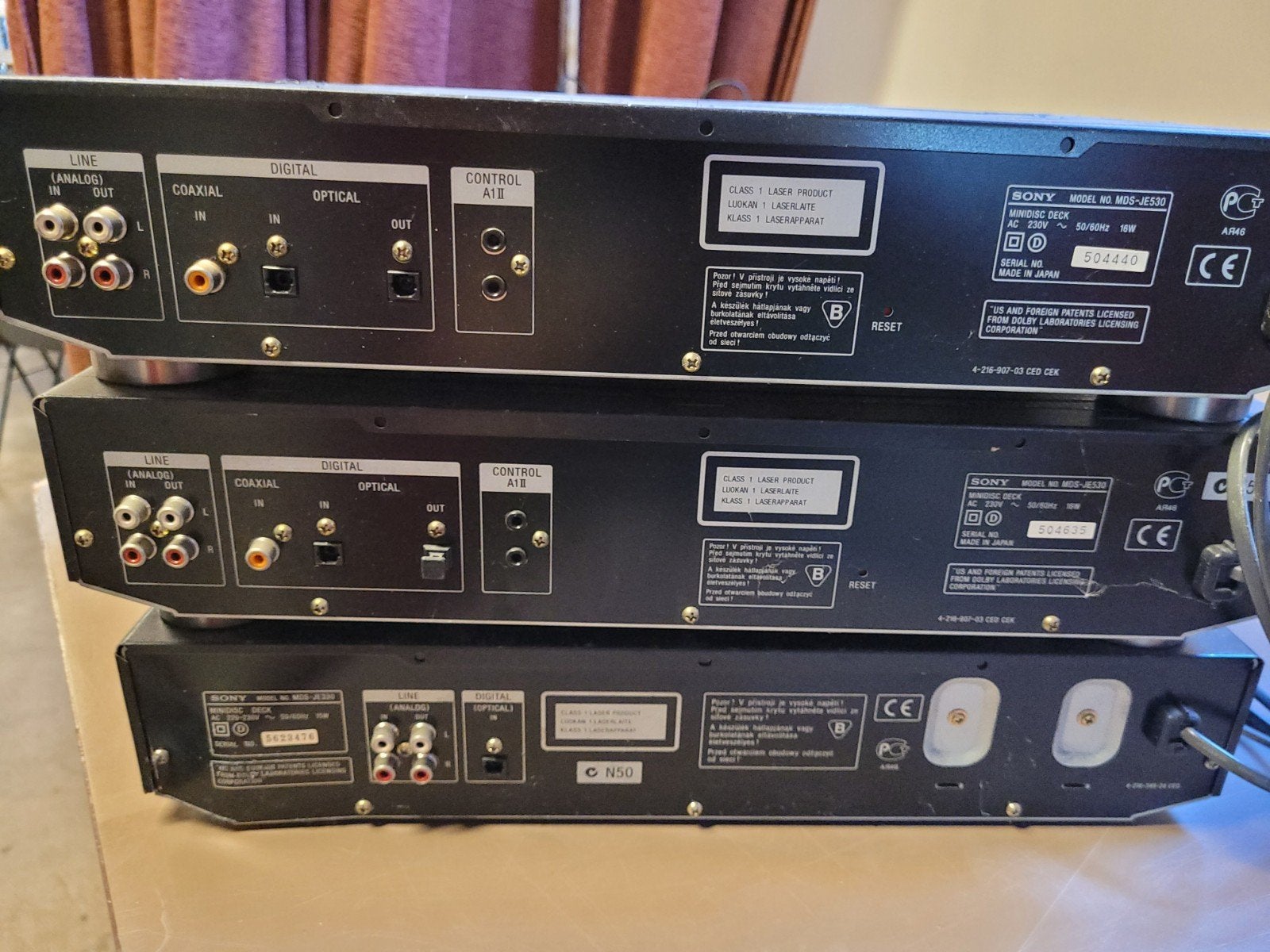 Sony MiniDisc Deck MDS-JE530 - 3 stuks, Audio, Tv en Foto, Stereo-sets, Gebruikt, Sony, Losse componenten, Ophalen