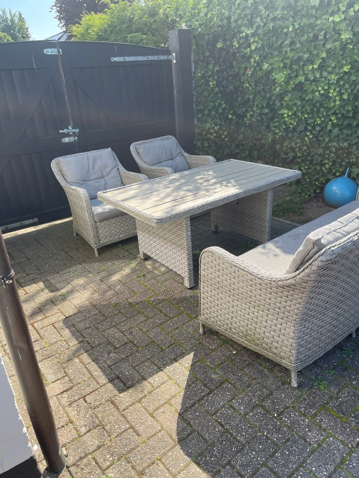 Tuinset met kussens., Ophalen, 5 zitplaatsen, Gebruikt, Bank
