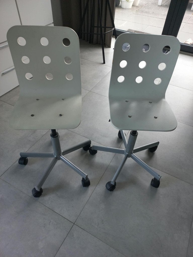 2x IKEA JULES tiener-bureaustoelen, Ophalen, Gebruikt, Wit, Bureaustoel