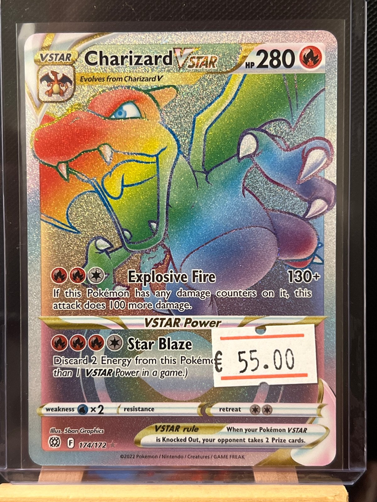 Pokémon Charizard VSTAR 174/172 Rainbow Rare (Foil), Ophalen of Verzenden, Zo goed als nieuw, Losse kaart, Foil