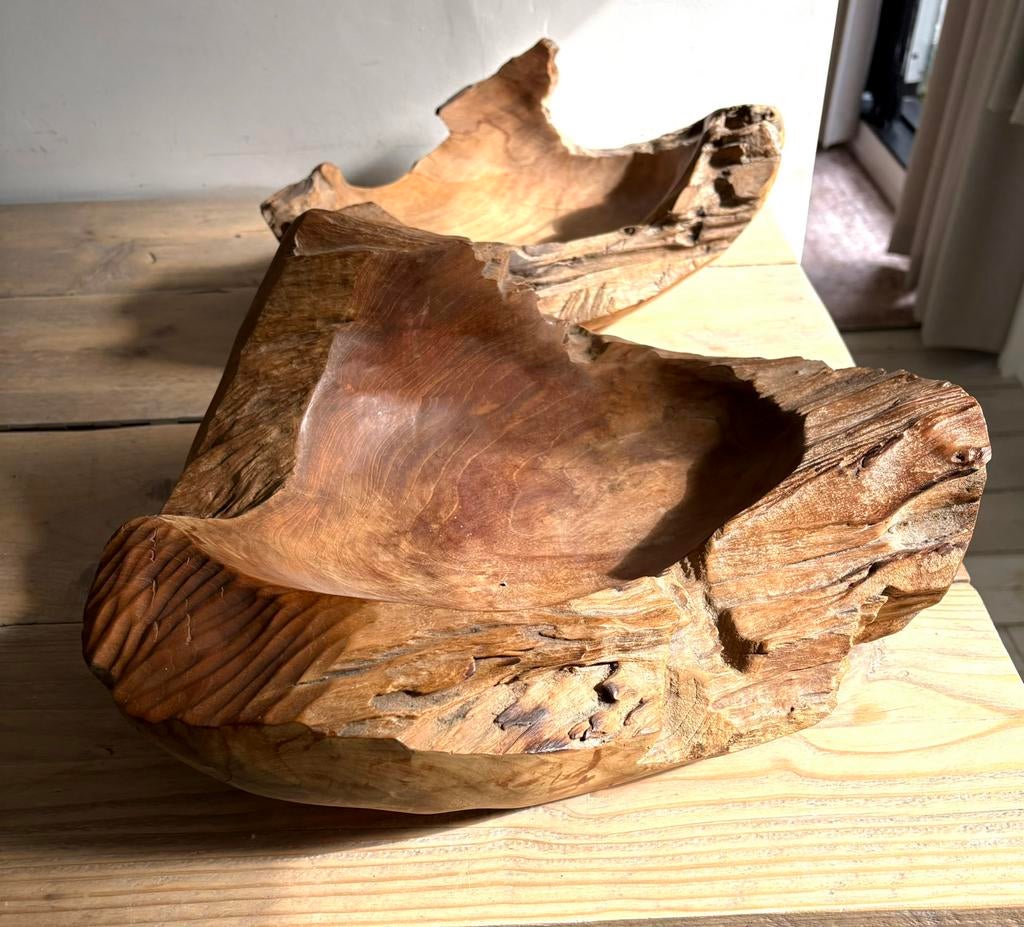 Set teakhouten schalen, Huis en Inrichting, Ophalen, Schaal, Zo goed als nieuw, Overige vormen