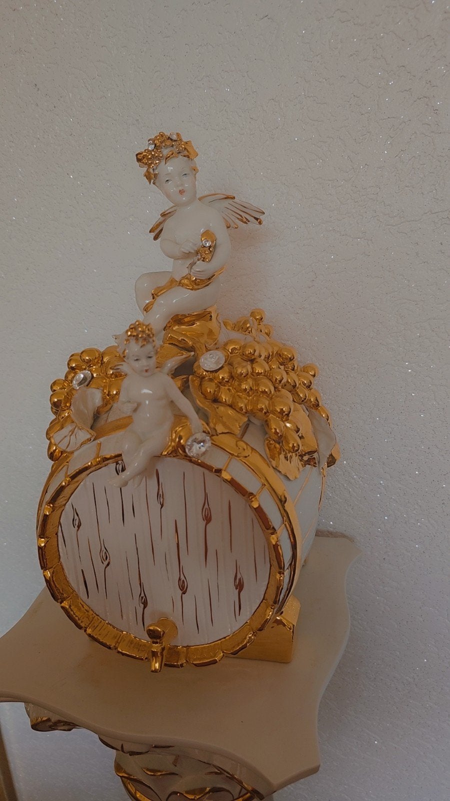 Capodimonte porselein bladgoud swarovski beeld engelen, Ophalen