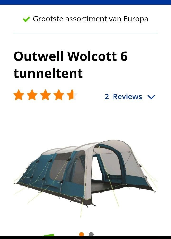 Outwell Wolcott 6 Tunneltent, 6 persoons., Ophalen, Zo goed als nieuw, Tot en met 6
