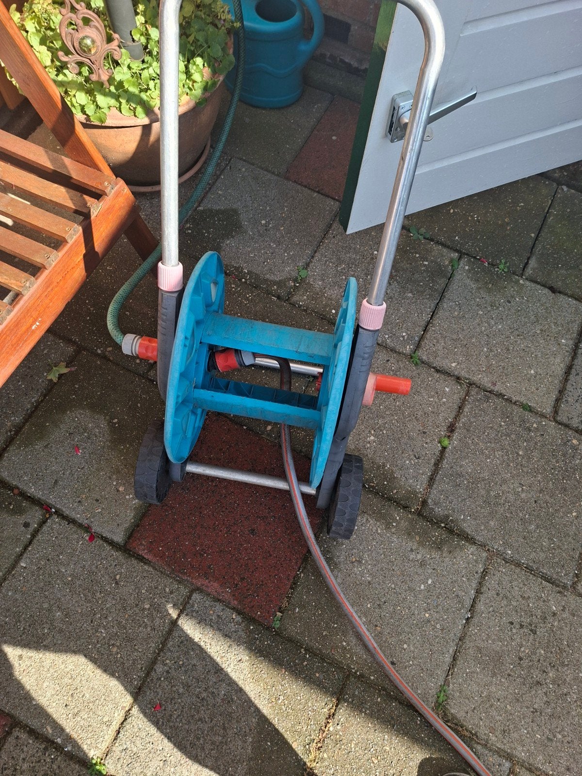Gardena slangen wagen  met 20 meter slang, Ophalen, Gebruikt