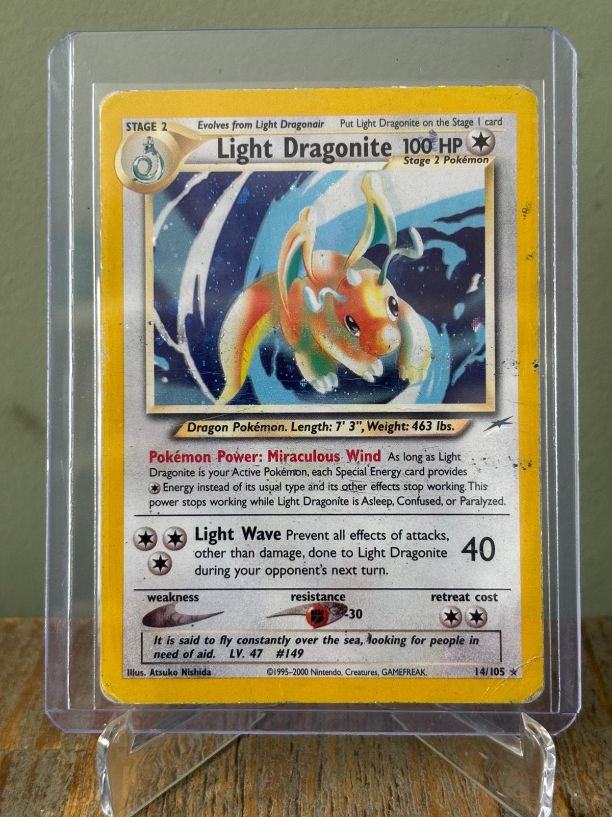 Light Dragonite 14/105 Neo Destiny, Hobby en Vrije tijd, Verzamelkaartspellen | Pokémon, Ophalen of Verzenden, Gebruikt, Losse kaart