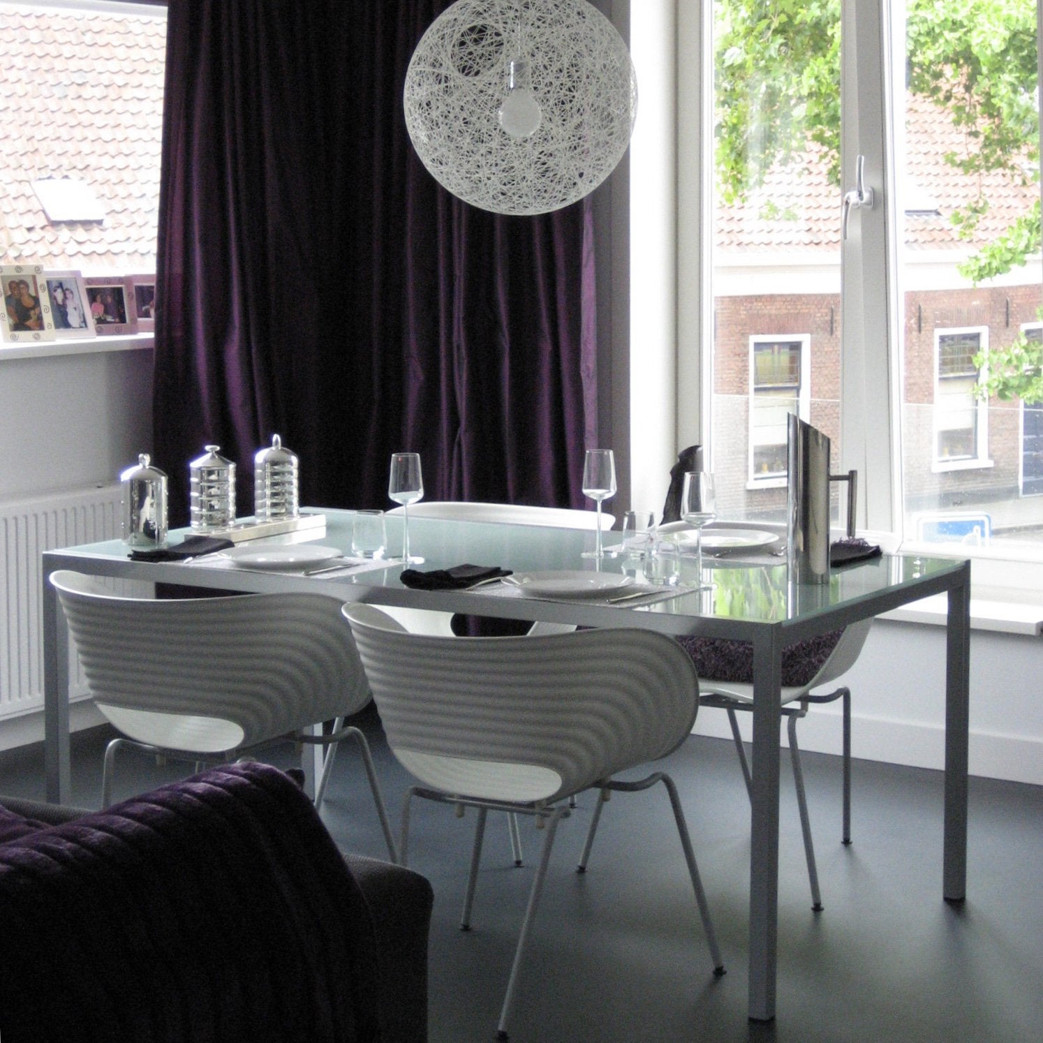 Vitra Tom Vac 4st wit met gecoat grijs onderstel, Ophalen, Kunststof, Gebruikt, Wit