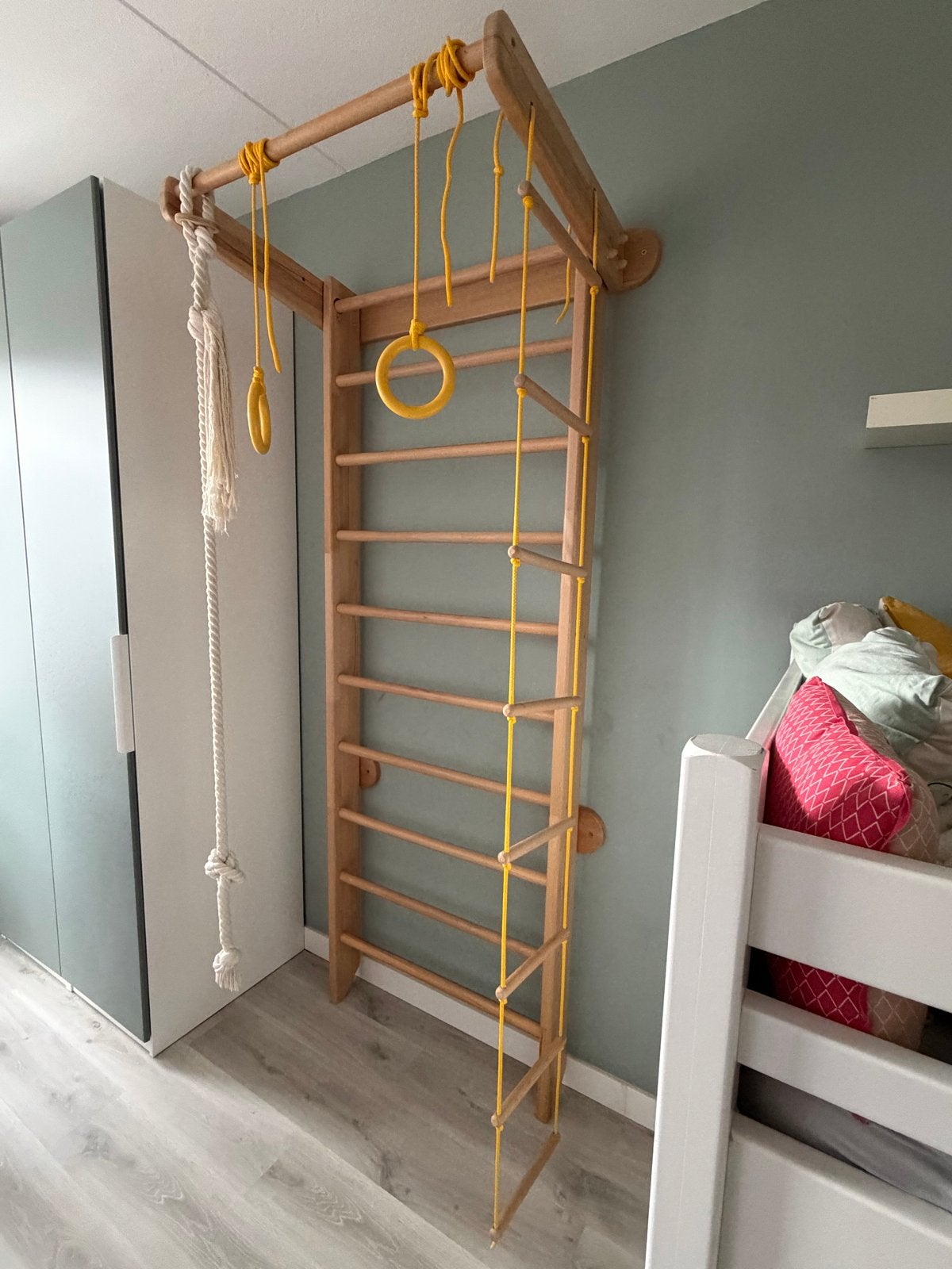 Premium Indoor Wandrek/Klimrek met Optrekstang & Ringen, Ophalen, Zo goed als nieuw, Overige typen