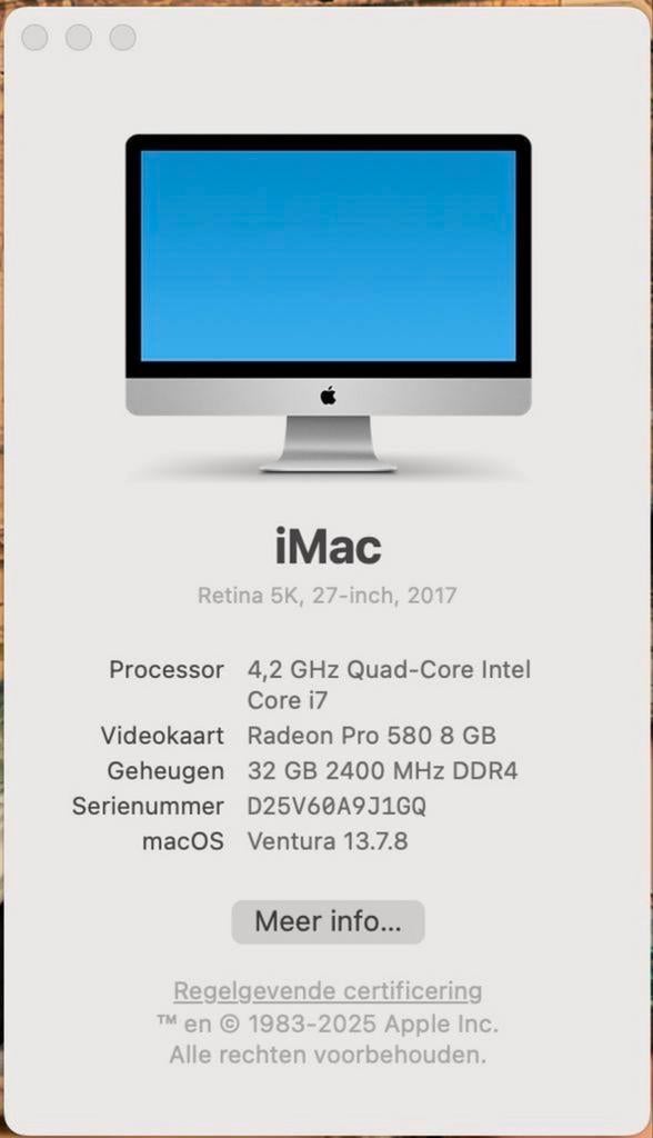 iMac 27 inch i7, Retina 5K, 2017 - 32GB RAM, 2TB SSD, Ophalen, 32 GB, SSD, IMac