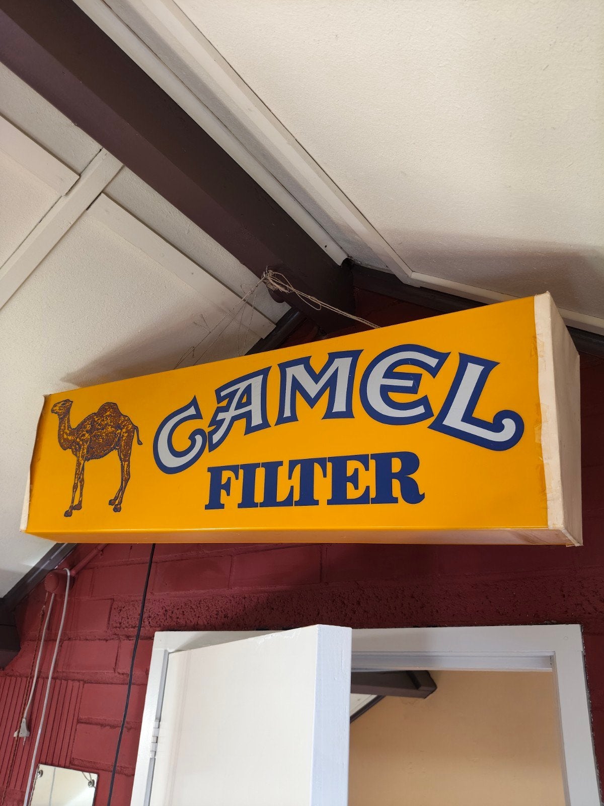 Vintage Camel Filter Lichtbak Reclamebord, Ophalen, Gebruikt, Reclamebord