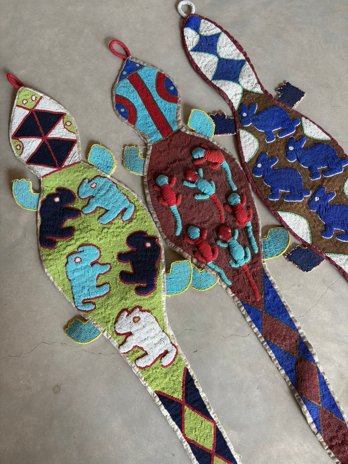 Kralen wandkleed, Antiek en Kunst, Ophalen, Wanddecoratie, Afrika, Handgemaakt