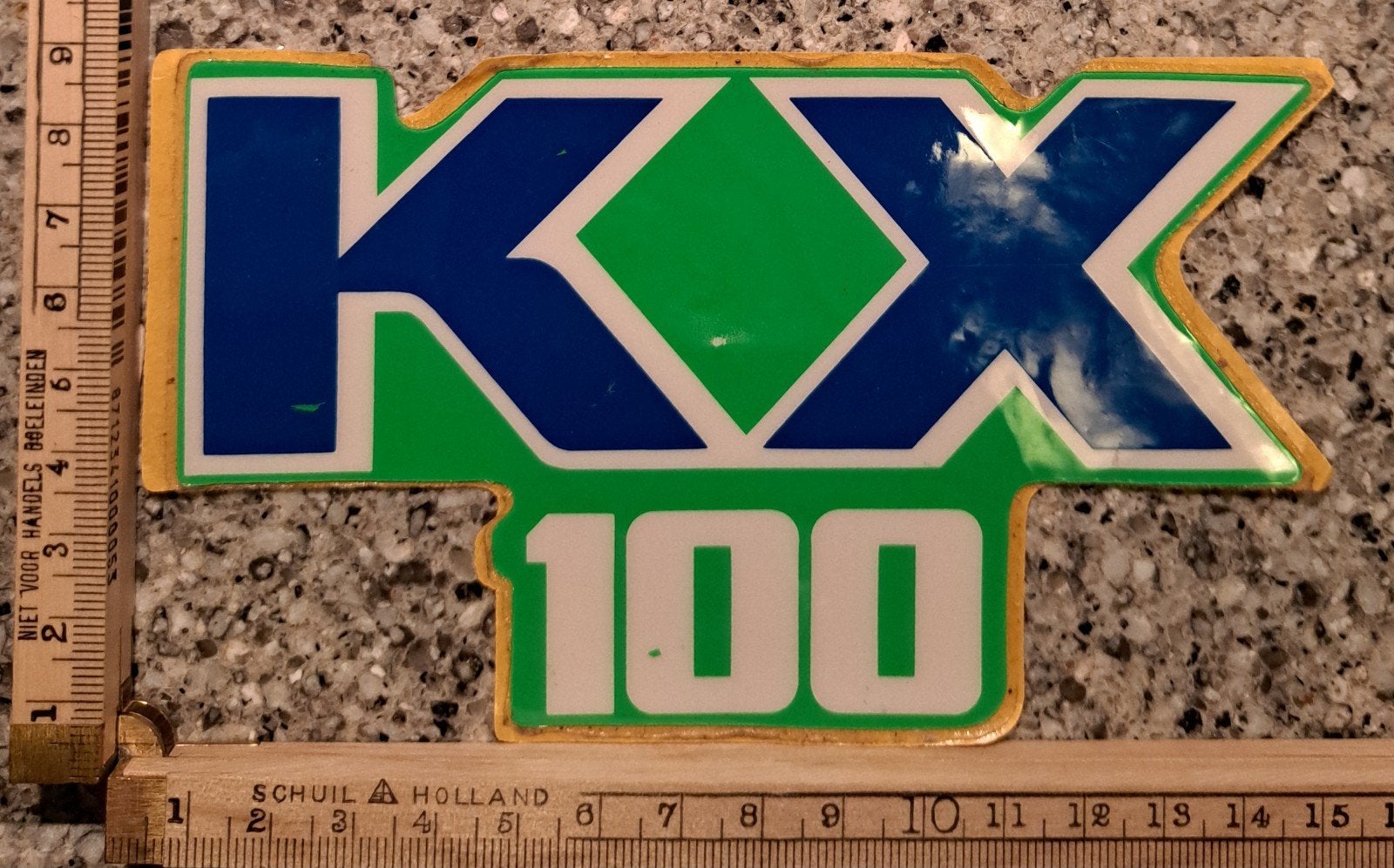 Vintage motor sticker crossmotor Kawasaki KX 100, Ophalen of Verzenden, Zo goed als nieuw, Auto of Motor