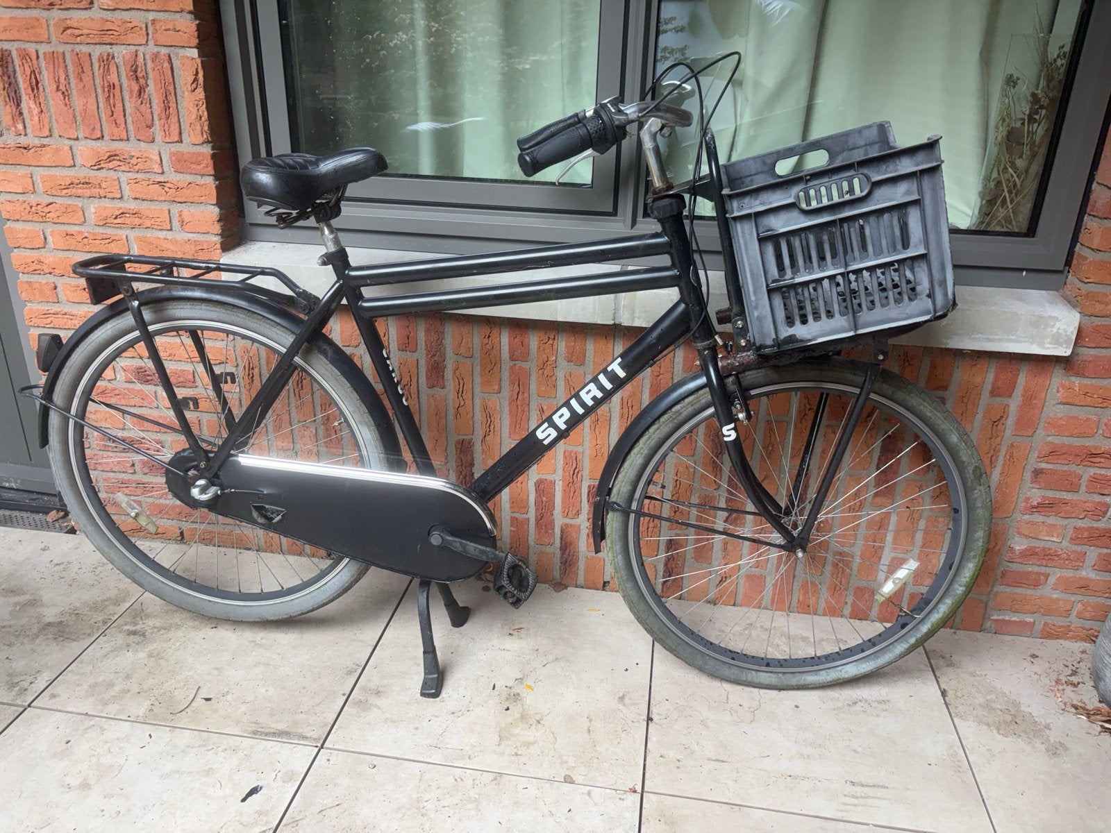 Spirit transportfiets met voordrager en krat, Overige merken, Terugtraprem, Ophalen of Verzenden, 53 tot 56 cm