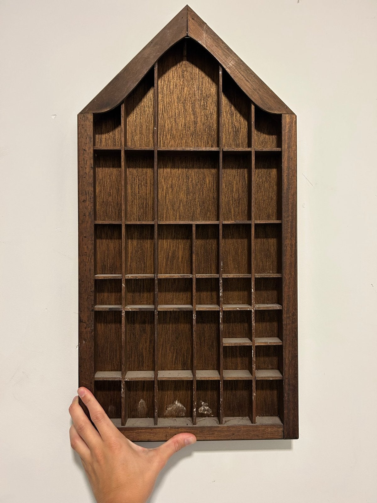 Vintage houten letterbak/verzamelkastje, Antiek en Kunst, Antiek | Woonaccessoires, Ophalen of Verzenden
