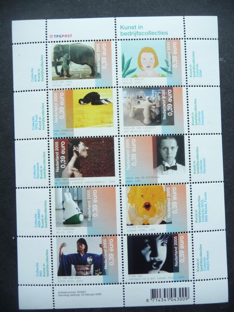 Nederland 2005, Velletje van 10 'Kunst' V2325-'34 postfris, Ophalen of Verzenden, Buitenland