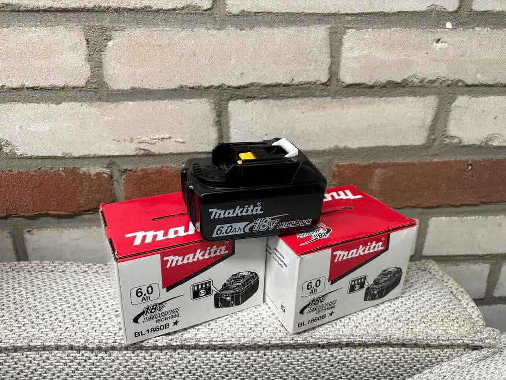 2x Makita BL1860B 18V 6.0ah accu set NIEUW, Ophalen of Verzenden, Zo goed als nieuw
