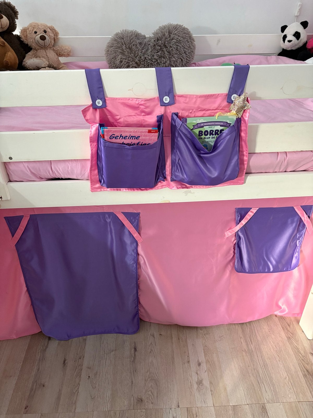 Kinderbed met glijbaan en speeltent - Hoogslaper, Ophalen, 85 tot 100 cm, Gebruikt, Hoogslaper of Stapelbed