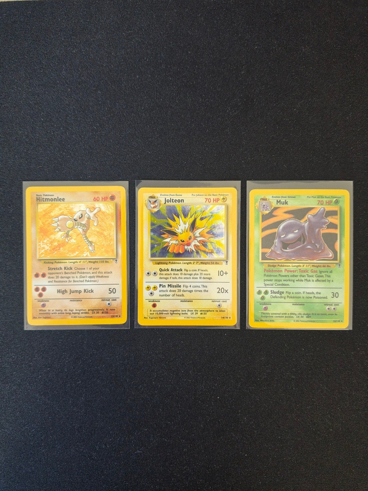 Pokemon Legendary Collection: Jolteon, Hitmonlee, Muk (NM), Hobby en Vrije tijd, Verzenden, Zo goed als nieuw, Meerdere kaarten