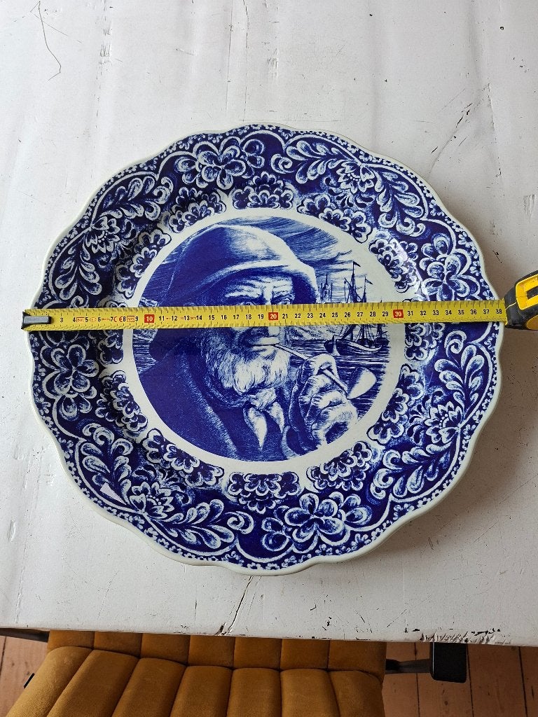 Delfts blauw groot bord/schaal Boch frères la louvière, Ophalen, Zo goed als nieuw