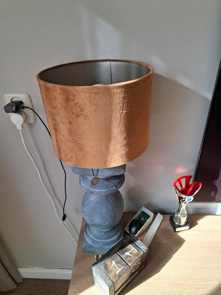 Velours lampenkap Cognac, Ophalen of Verzenden, Zo goed als nieuw, Rond, Minder dan 25 cm