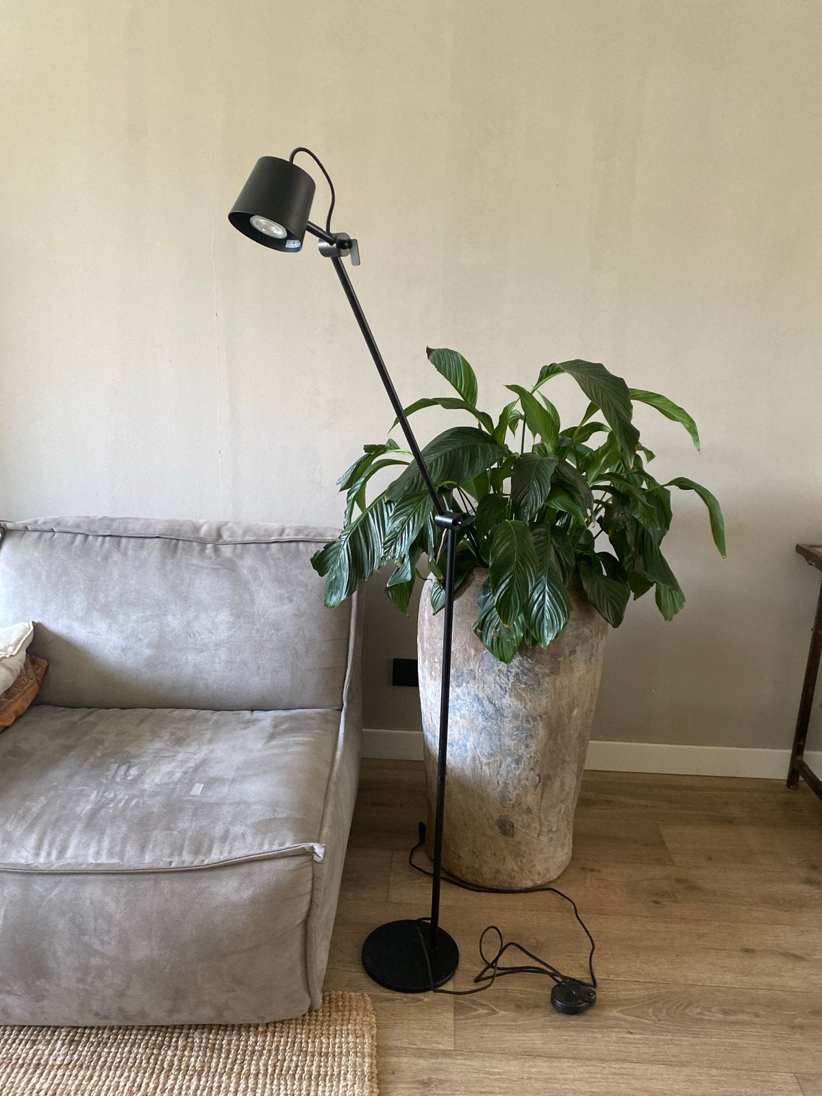 Zwarte vloerlamp met GU10 fitting Karwei, Gebruikt, GU10, Ophalen of Verzenden, Metaal
