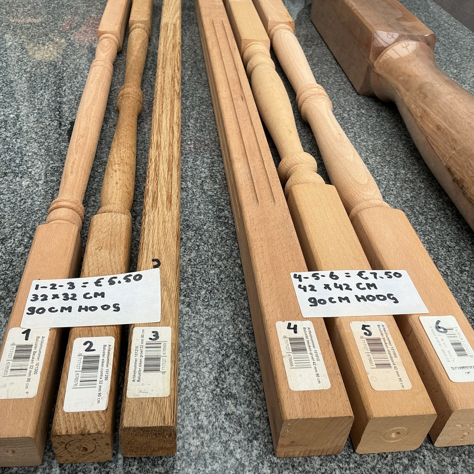 Houten Balusters en Palen - Eiken, Beuken, Vuren, Doe-het-zelf en Verbouw, Ophalen, Nieuw, Balk, Beuken