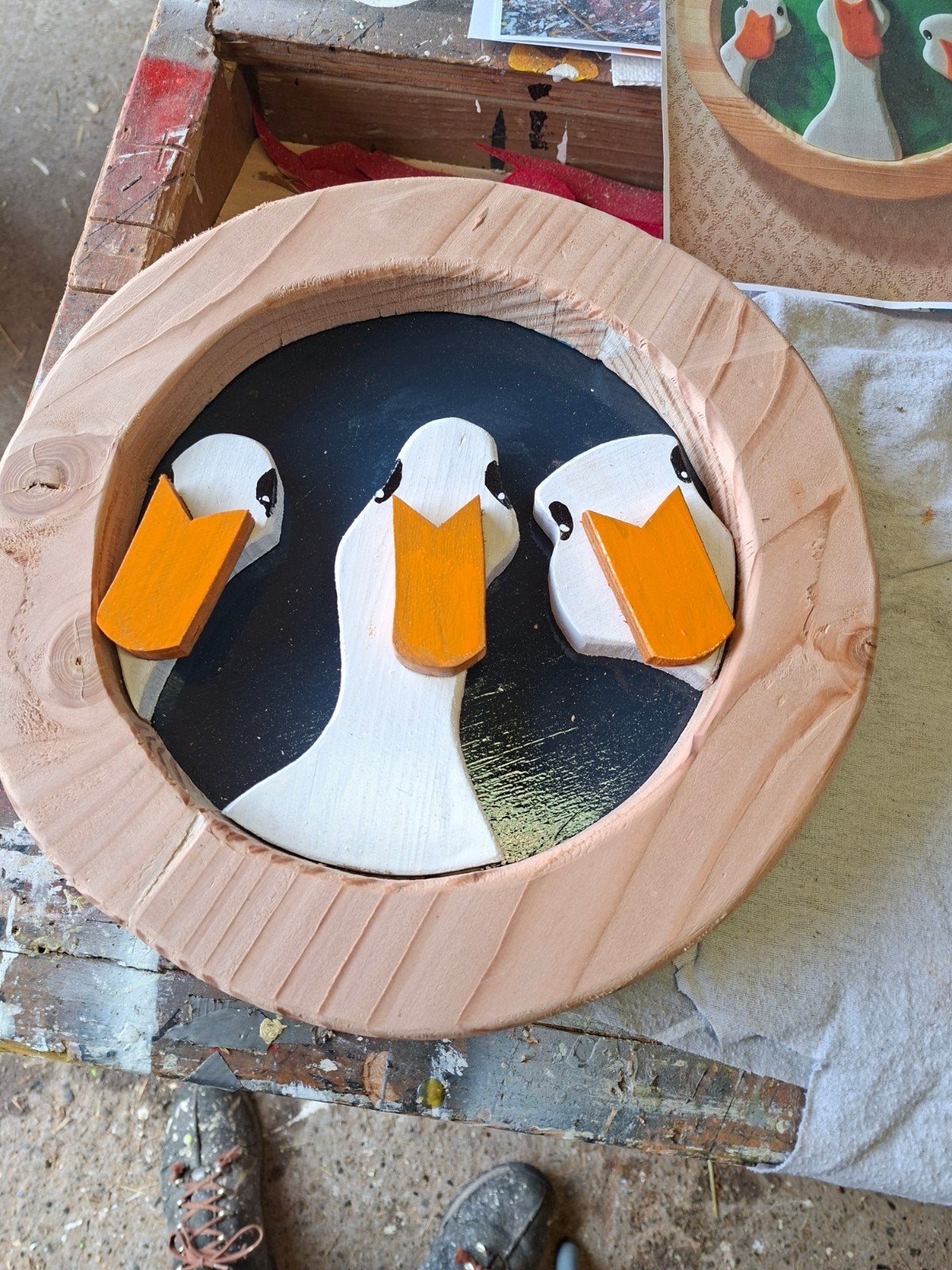 Uniek Handgemaakt Houten Duw- of Trekspeelgoed Eend, Kinderen en Baby's, Speelgoed | Houten speelgoed, Ophalen of Verzenden, Gebruikt